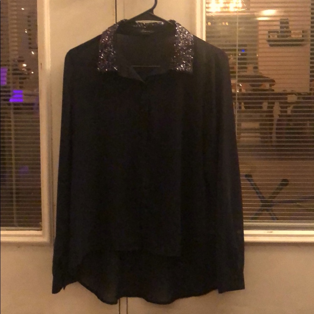 Sequin Collar Dress Shirt